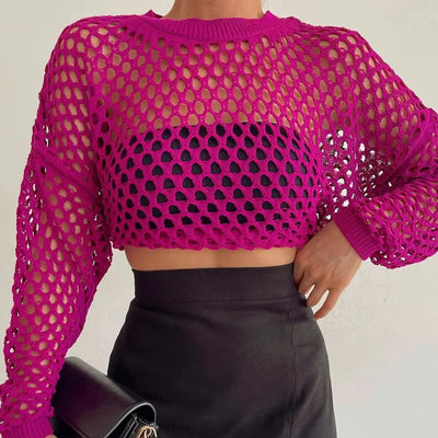 Bayside Open-Knit Crop Top
