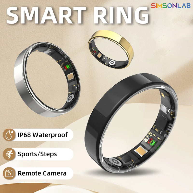 SIMSONLAB 2025 Smart Ring Bluetooth Oproep Hartslag Bloeddrukmeter 5 ATM Waterdichte Gezondheid Ring Mannen Vrouwen Voor Xiaomi Gift