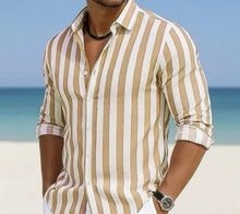 Striped Print Shirt Casual Loose Long-sleeved Shirt Men's Clothing